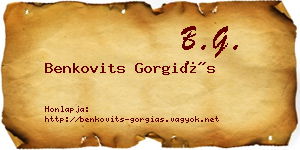 Benkovits Gorgiás névjegykártya